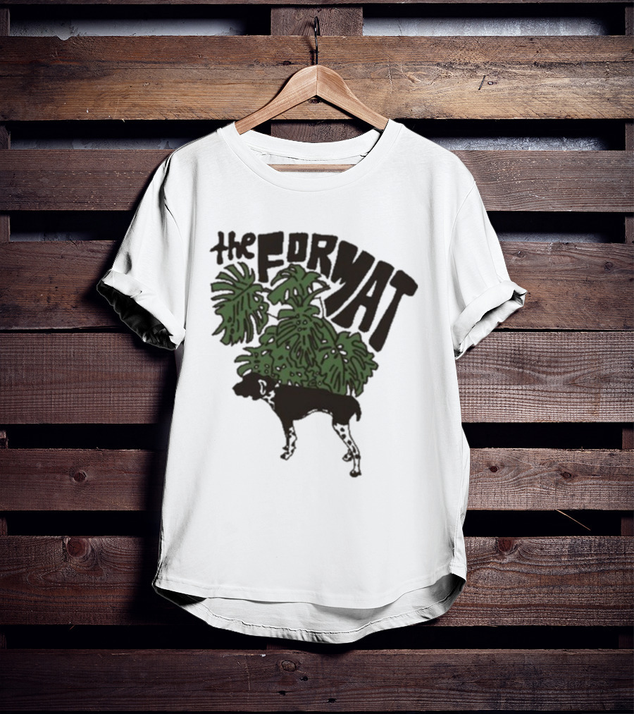 The Format Tropical Leaves And Dog Mustard T-Shirt