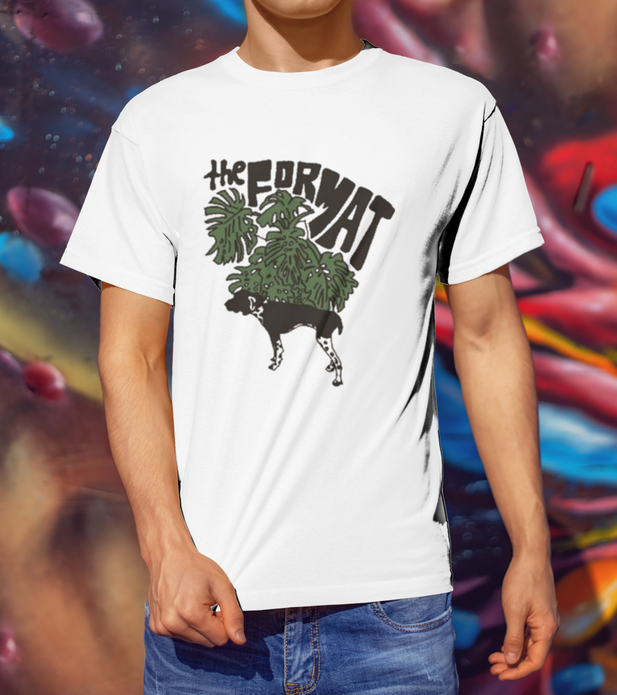 The Format Tropical Leaves And Dog Mustard T-Shirt