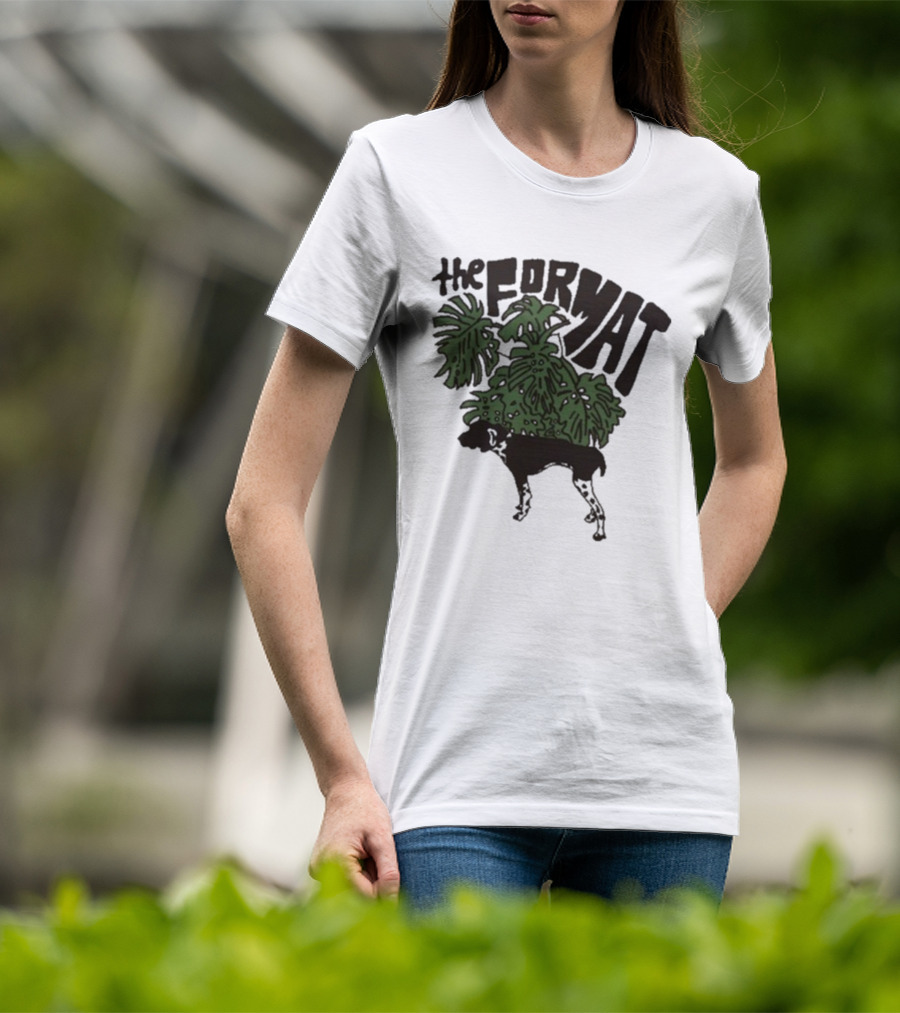 The Format Tropical Leaves And Dog Mustard T-Shirt