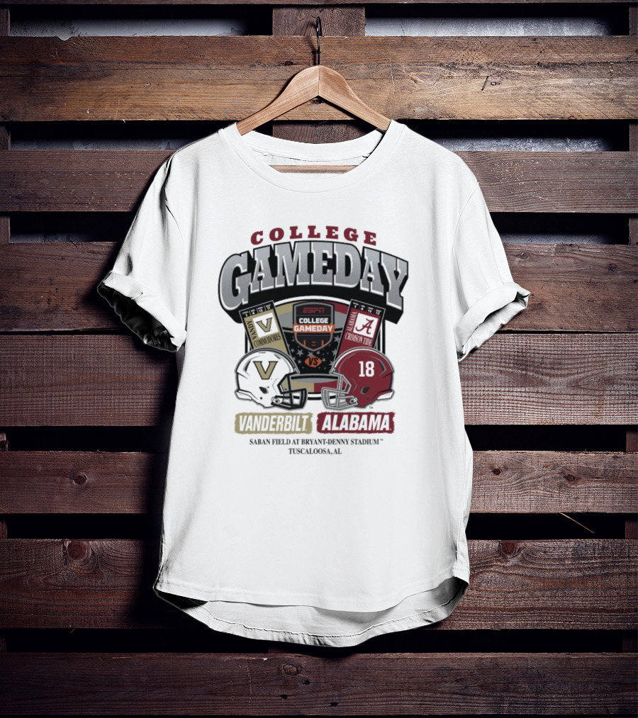 College GameDay Vanderbilt Commodores Vs Alabama Crimson Tide Saban Field Bryant Denny Stadium Tuscaloosa 2025 T-Shirt