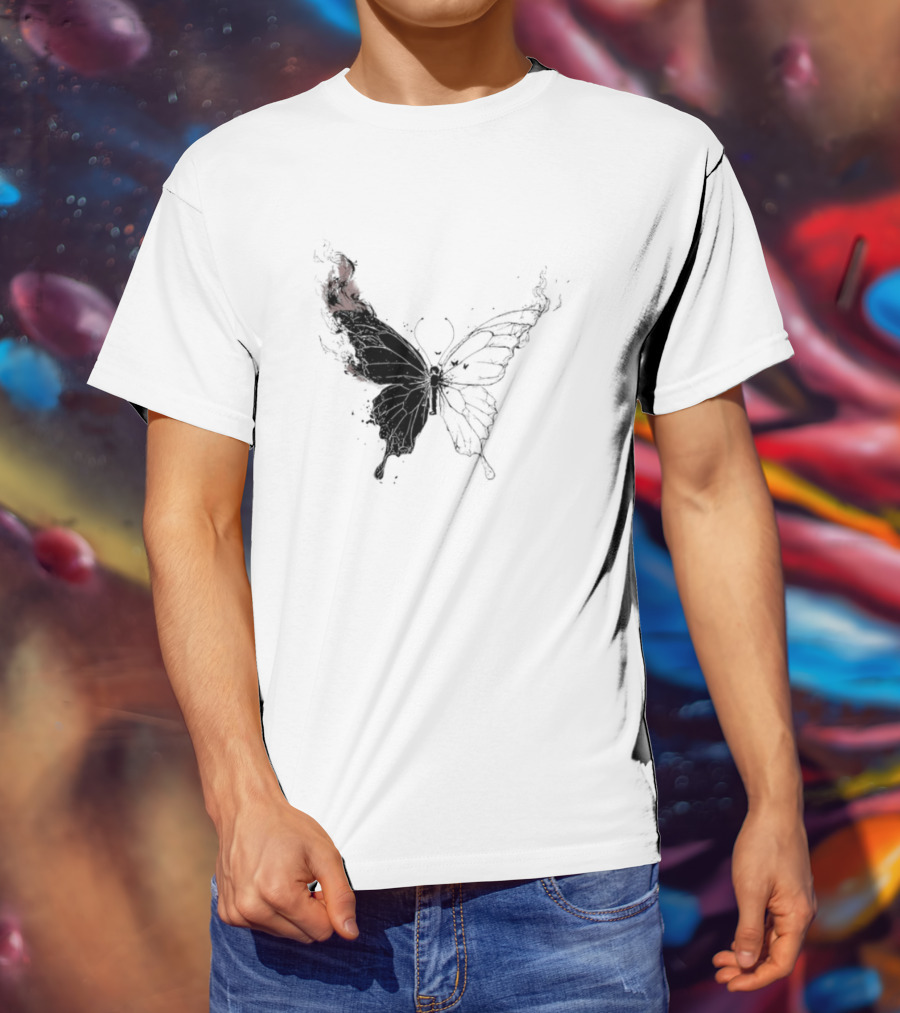 Princess Goes Butterfly Diagram Black Wings Illustration T-Shirt