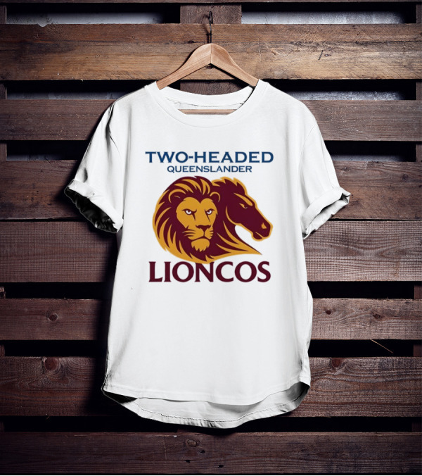Two Headed Queenslander Lioncos Lion And Horse Head T-Shirt