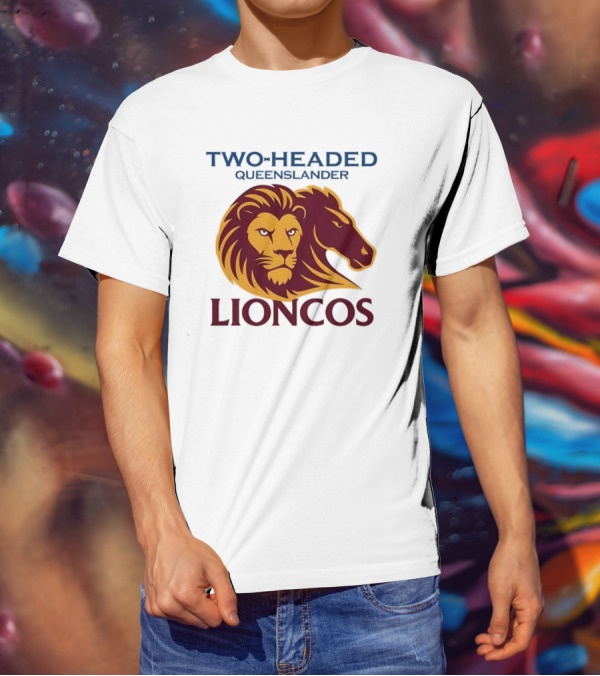 Two Headed Queenslander Lioncos Lion And Horse Head T-Shirt