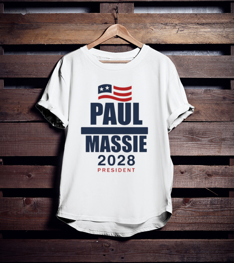 Paul Massie 2028 President Campaign With American Flag Icon T-Shirt