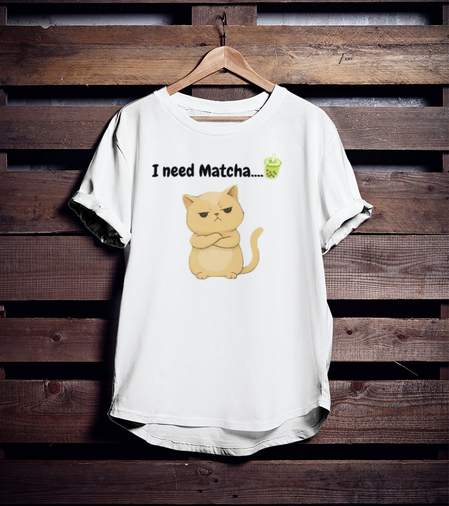 Amran I Need Matcha Grumpy Cat Boba Bubble Tea T-Shirt