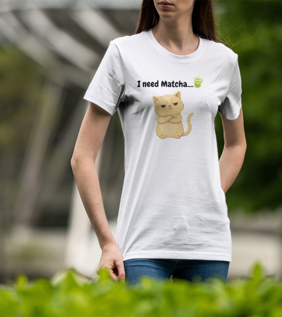 Amran I Need Matcha Grumpy Cat Boba Bubble Tea T-Shirt