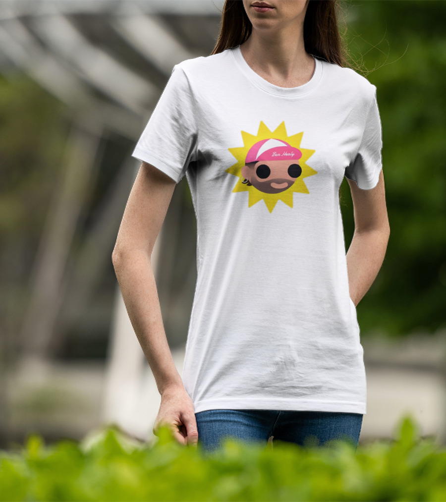 Ben Healy 2025 Pink Cap Yellow Sunburst T-Shirt