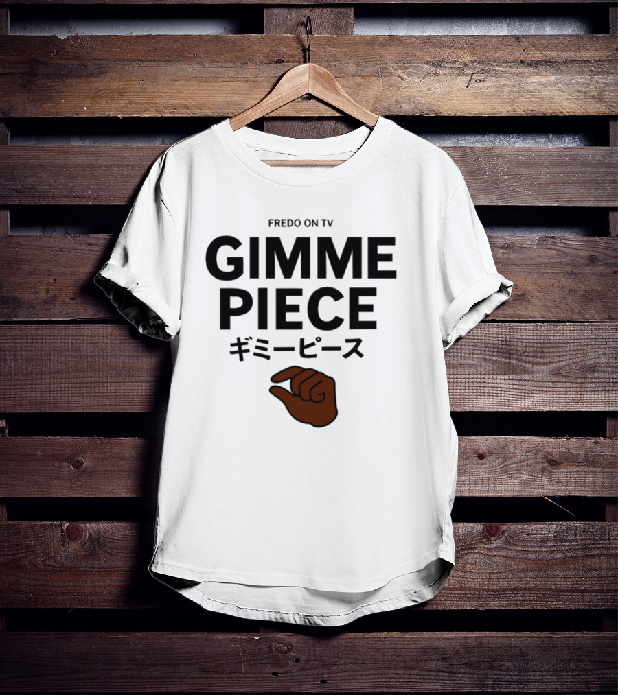 Fredo On TV Gimme Piece Hand Gesture ブラック文字 アートワーク T-Shirt