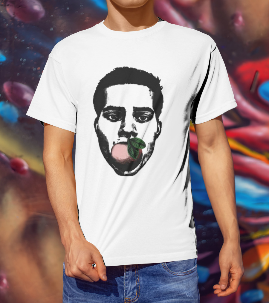 ``` Nick Wilkins Orange Face With Red Apple And Leaves ``` T-Shirt