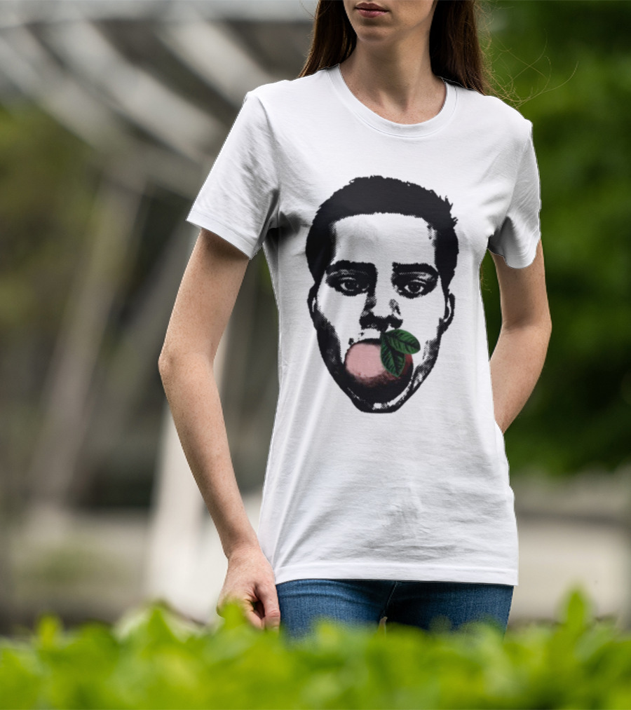 ``` Nick Wilkins Orange Face With Red Apple And Leaves ``` T-Shirt