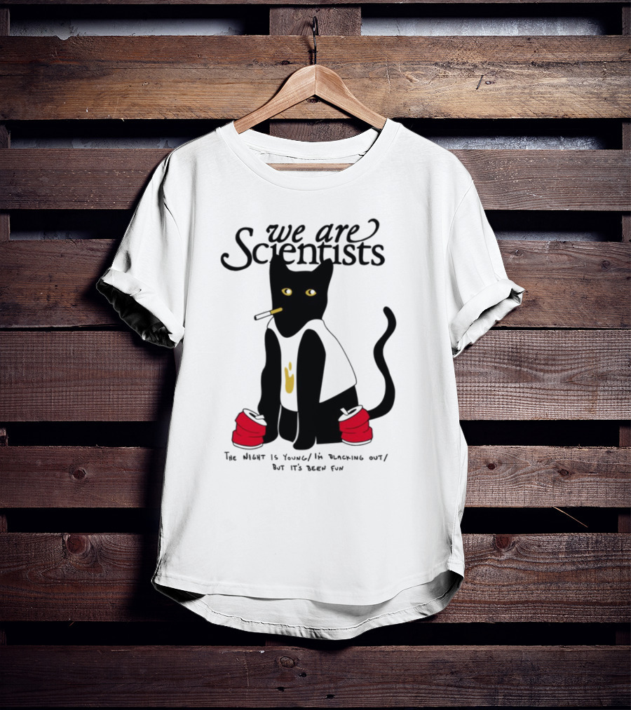 We Are Scientists Washed Up Cat Smoking Red Shoes This Scene Is Dead T-Shirt