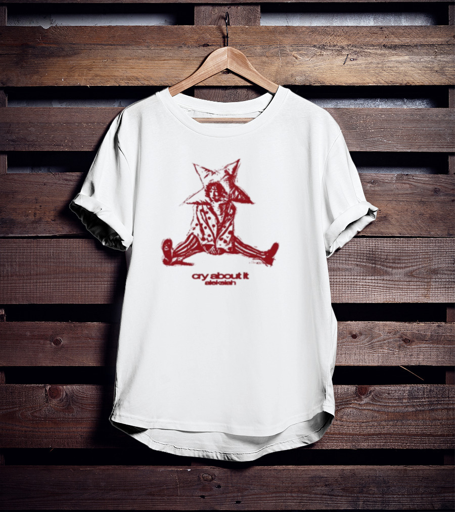 Aleksiah Cry About It Red Sketchy Cat Ears Print T-Shirt