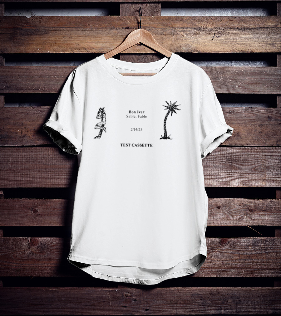 Bon Iver Test Cassette Hippie Palm Tree Peace Signs T-Shirt