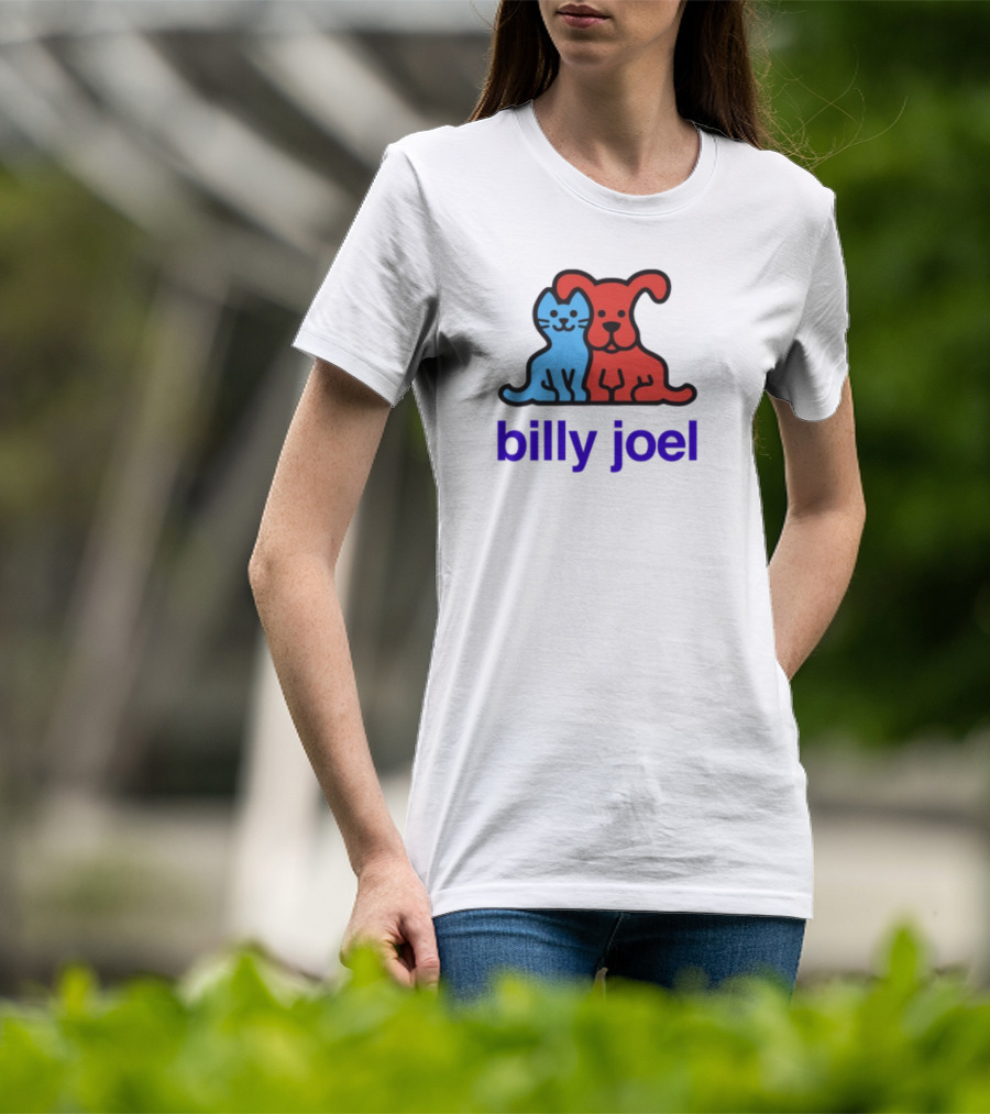 Billy Joel Cat Dog Duo Design T-Shirt