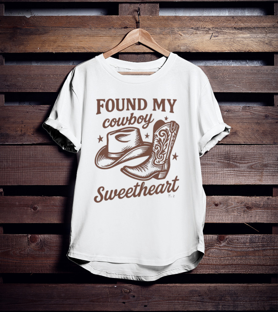 Found My Cowboy Sweetheart Hat And Boot Stars T-Shirt