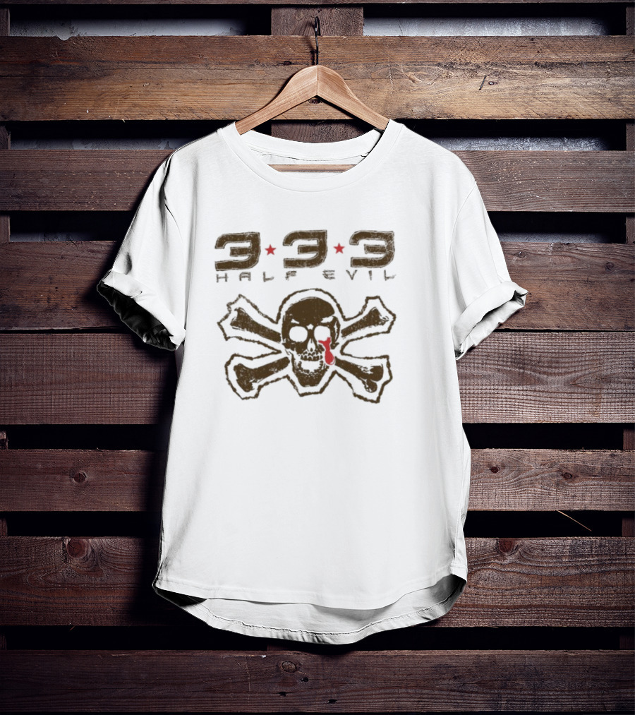 333 Half Evil Skull Crossbones Pirate T-Shirt