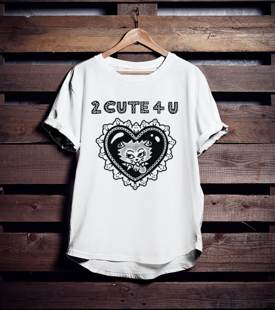2 Cute 4 U Heart Cat Lovers Aidabloom T-Shirt