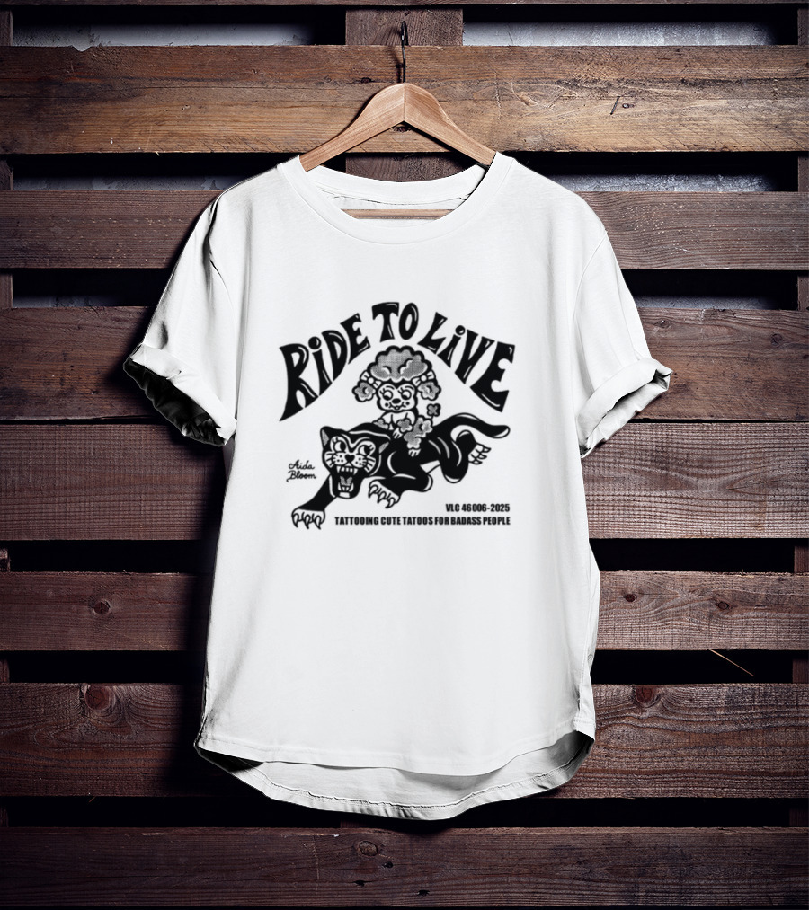 Ride To Live Aidabloom Skeleton Biker Wings T-Shirt