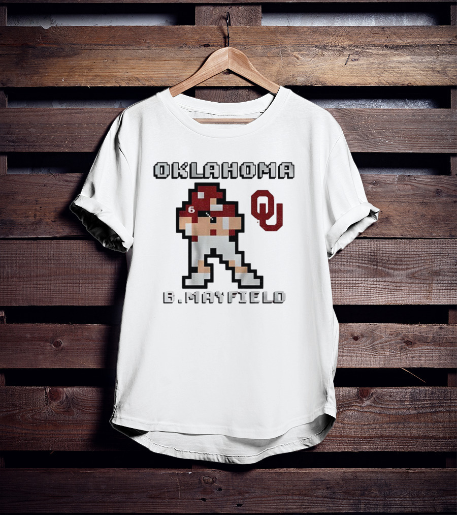 Oklahoma Sooners B. Mayfield Retro Pixel Football T-Shirt