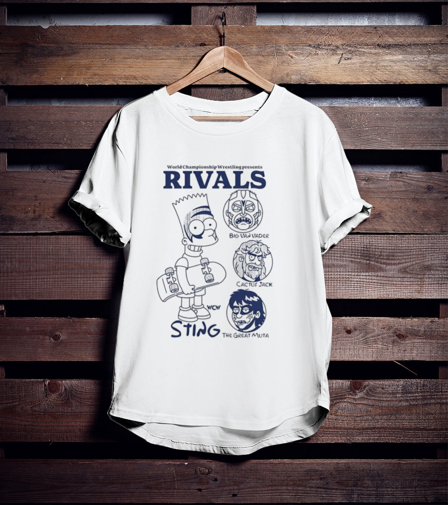 Bart Simpson World Championship Wrestling Presents Rivals WCW Sting The Ultimate Warrior Big Van Vader T-Shirt