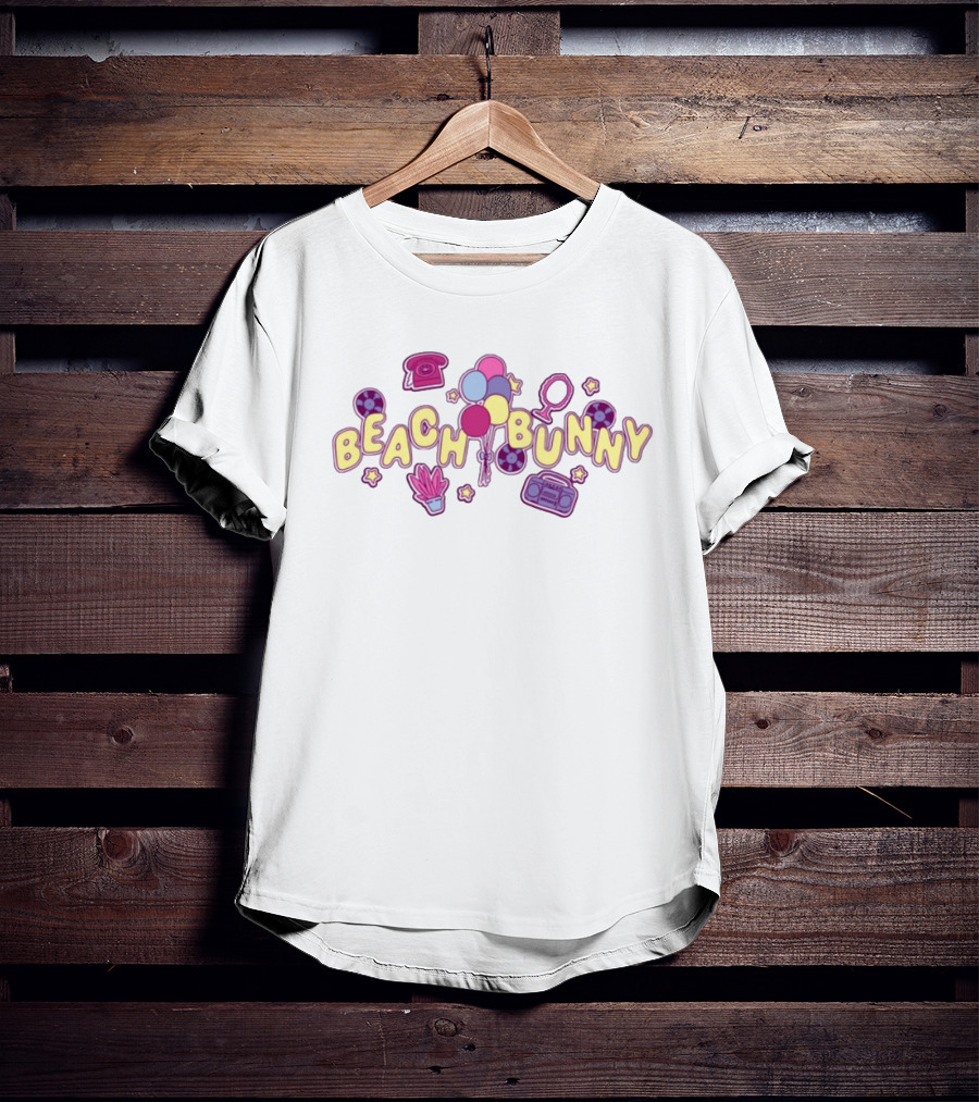 Beach Bunny Balloons Boombox Phone Retro Aesthetic T-Shirt