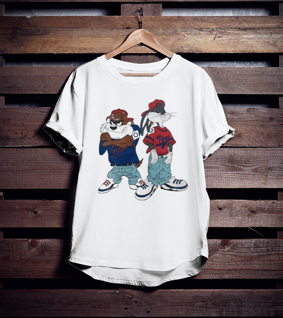 Bugs Bunny Taz Hip Hop Vintage Style Baggy Jeans Sneakers T-Shirt