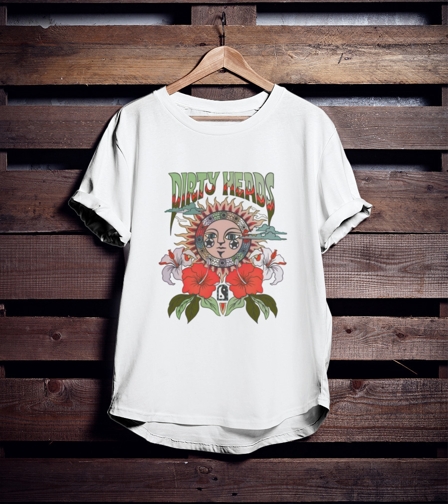 Dirty Heads Cali Sun Orange Sunflower And Hibiscus Design T-Shirt