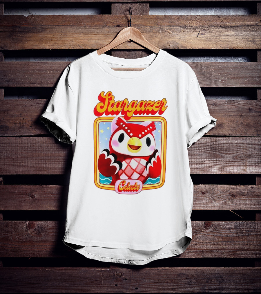 Stargazer Celeste Owl Character With Stars And Ocean Scene T-Shirt