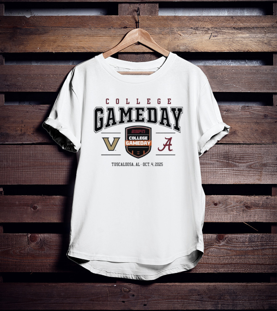College GameDay ESPN Vanderbilt Commodores Vs Alabama Crimson Tide Tuscaloosa Oct 4 2025 T-Shirt
