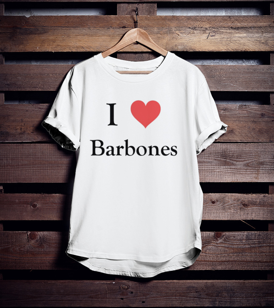 Gabrielvargas_8 I Heart Barbones Bold Text Red Heart Graphic T-Shirt