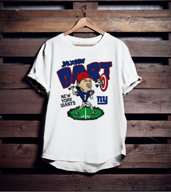 Jaxson Dart NY Giants NFL Caricature Player Number 1 T-Shirt