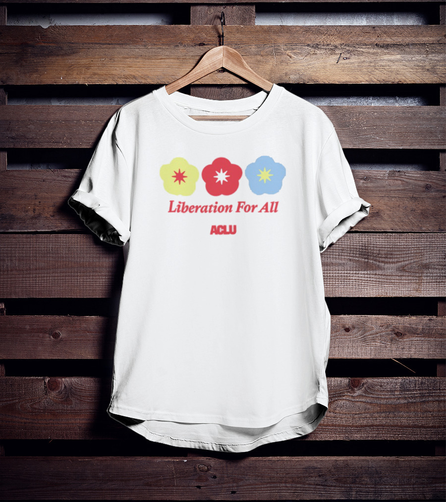 Liberation For All ACLU Flowers Red Yellow Blue T-Shirt