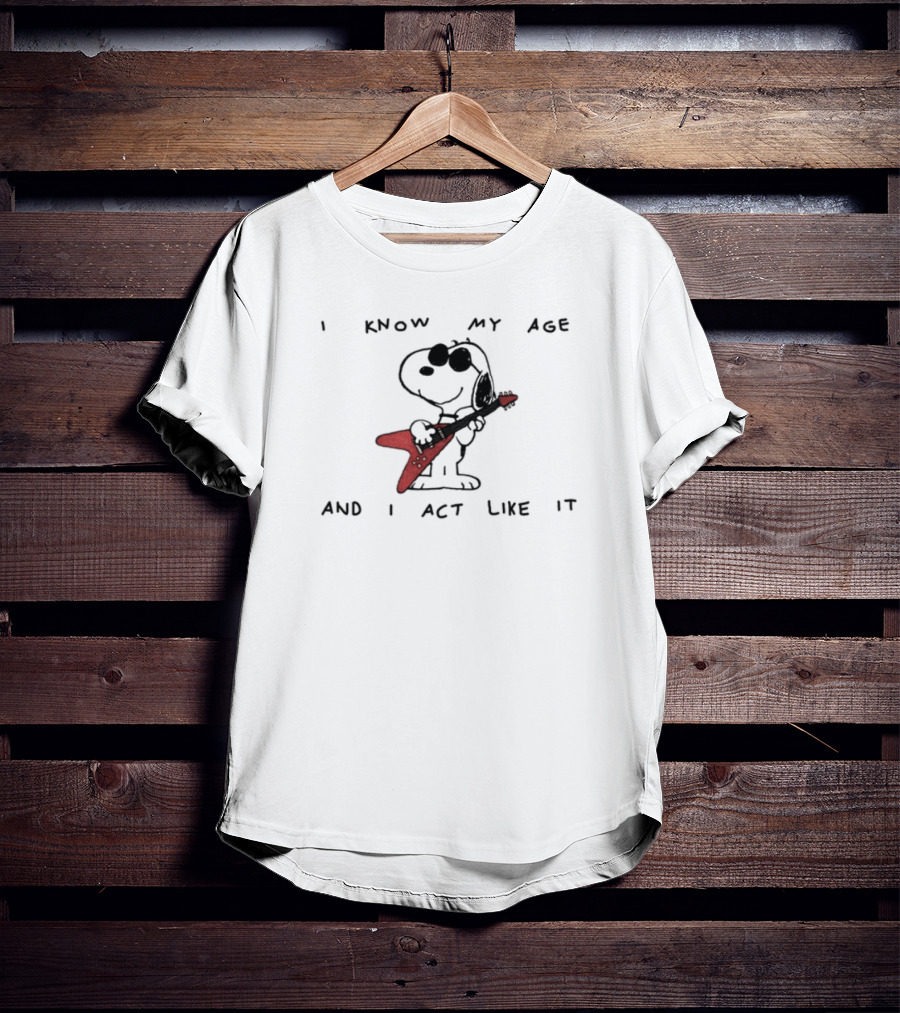 I Know My Age And I Act Like It Limited Edition Dog Electric Guitar T-Shirt