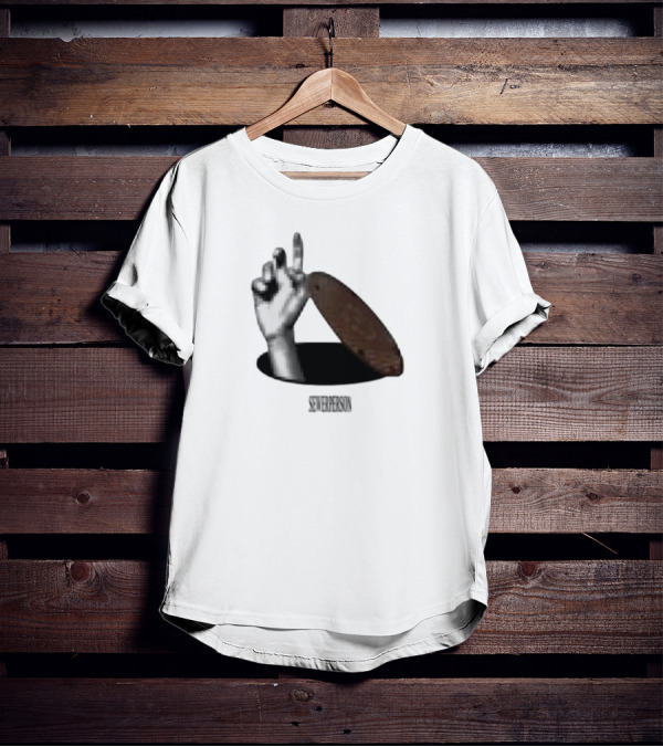 Severperson Low Res Sewer Manhole Lid And Hand Gesture T-Shirt