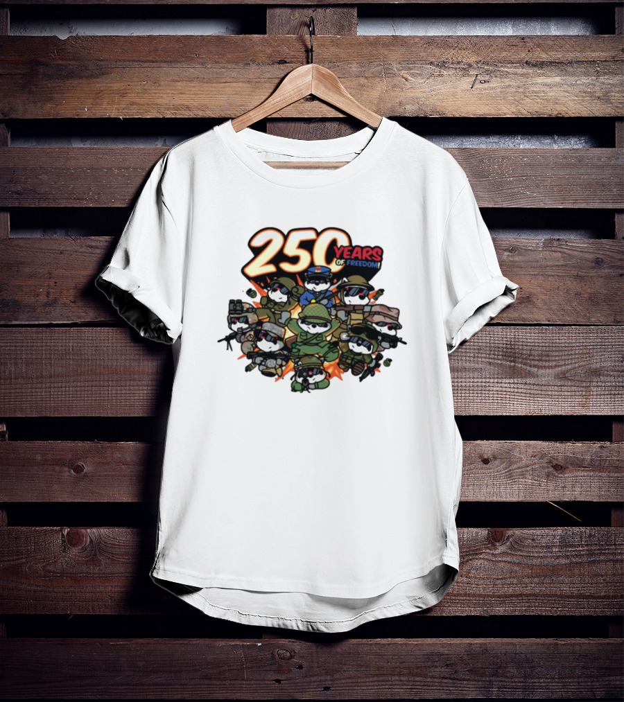 Mandatoryfunday 250 Years Of Freedom Military Characters Celebration T-Shirt
