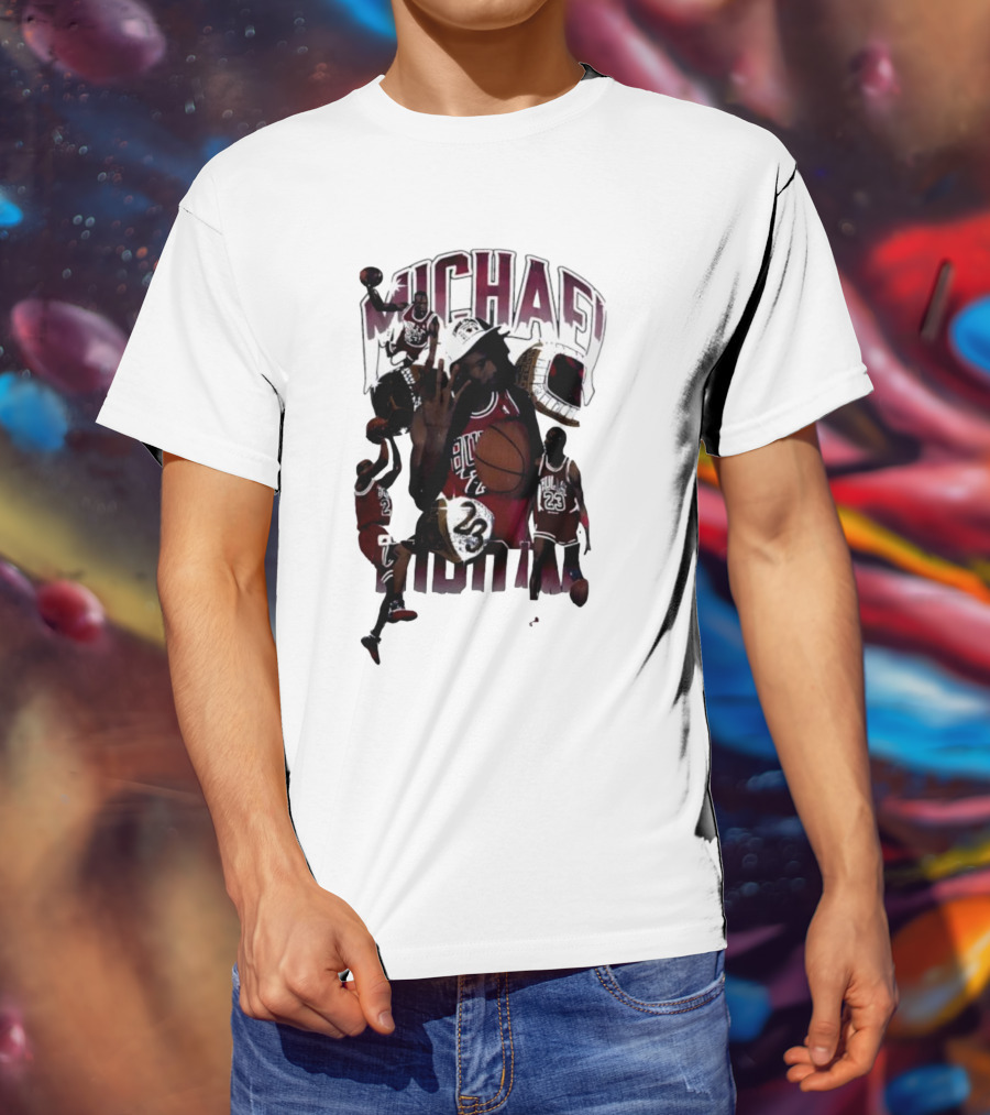 Michael Jordan Bulls Number 23 Iconic Basketball Collage T-Shirt