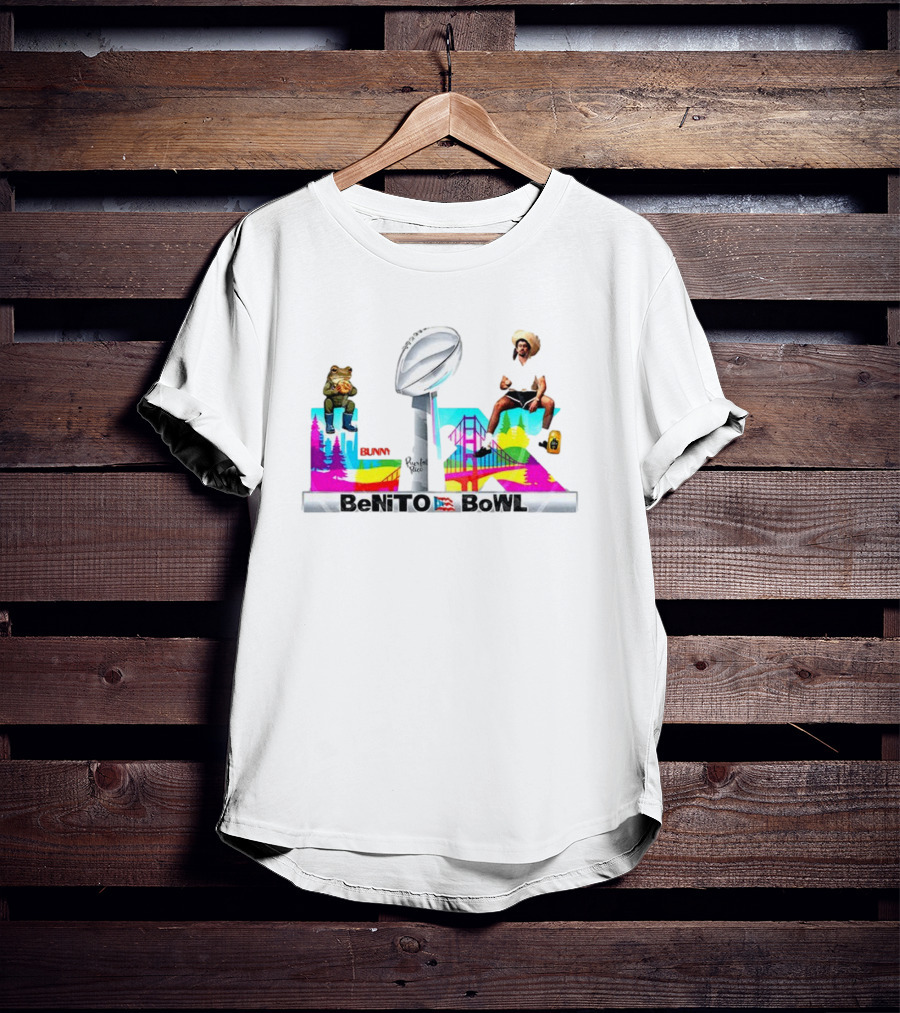 Bad Bunny Benito Bowl Puerto Rico Flag Super Bowl 2025 Retro Frog Bridge Leopardo San Francisco T-Shirt