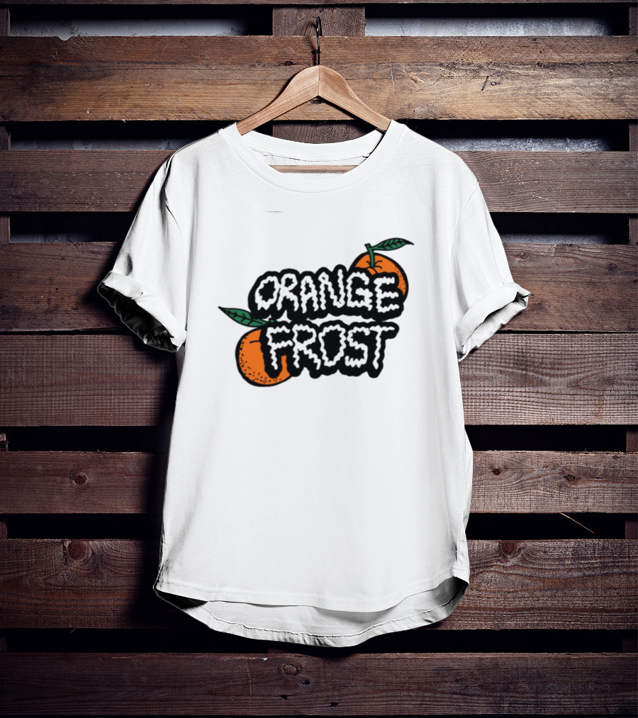 Orange Frost Citrus Design With Green Leaf Elements T-Shirt