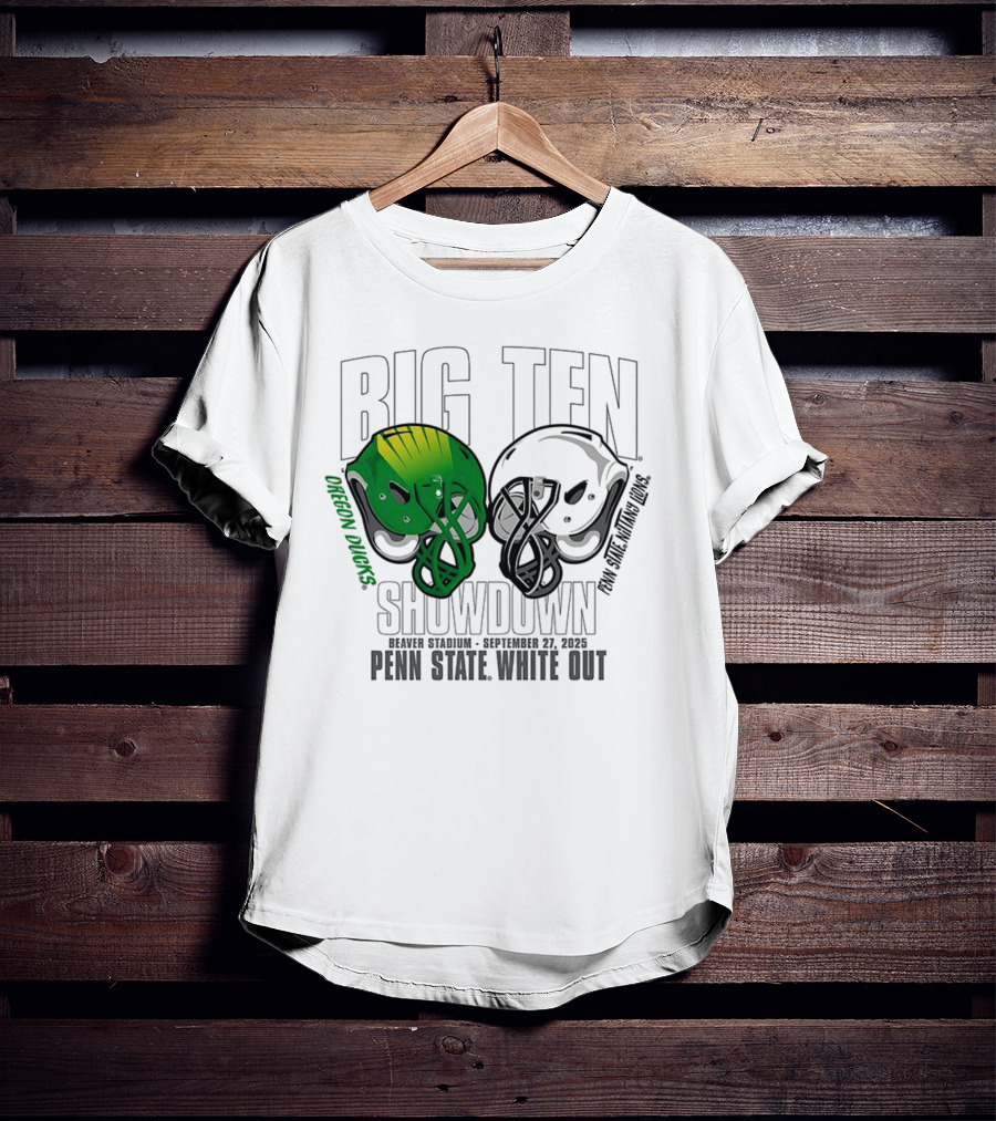 Penn State Nittany Lions Vs Oregon Ducks Football Big Ten Showdown 2025 White Out T-Shirt