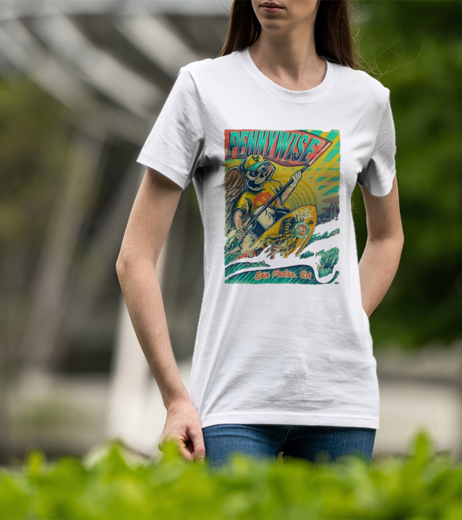 Pennywise Skeleton Surf Punk In The Park October 4 2025 San Pedro CA T-Shirt