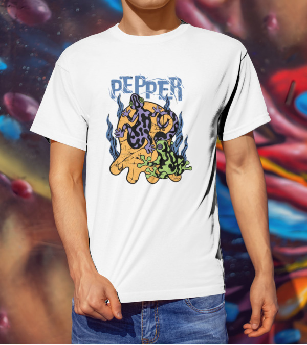 Pepper Skullconut Amphibians Psychedelic Frogs Graphic T-Shirt