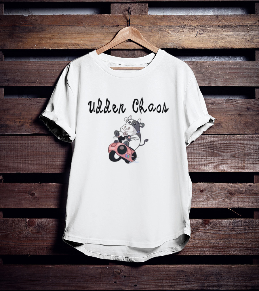 Udder Chaos Cow On Motorbike Adventure T-Shirt