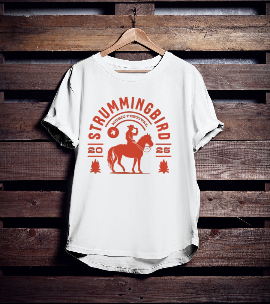 Strummingbird Music Festival 2025 Cowboy Riding Horse Icon T-Shirt