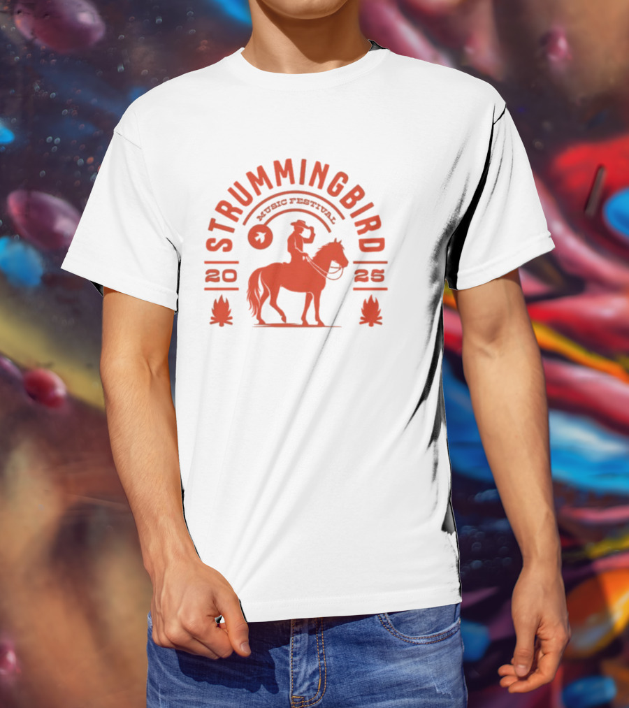 Strummingbird Music Festival 2025 Cowboy Riding Horse Icon T-Shirt