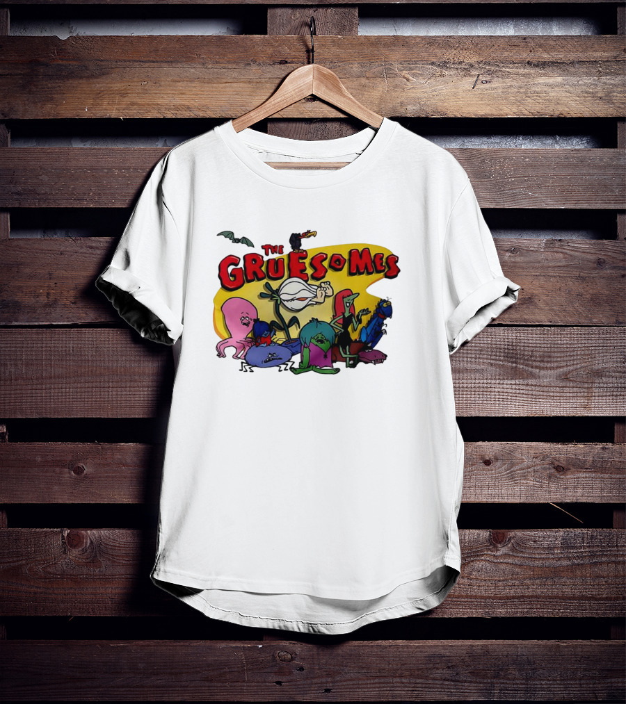 The Gruesomes Cartoon Characters With Bat And Vulture T-Shirt