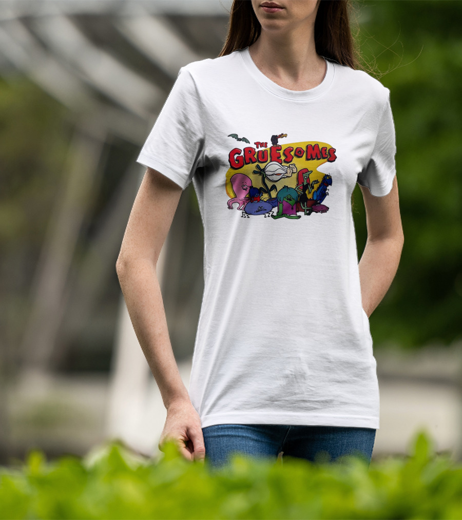 The Gruesomes Cartoon Characters With Bat And Vulture T-Shirt
