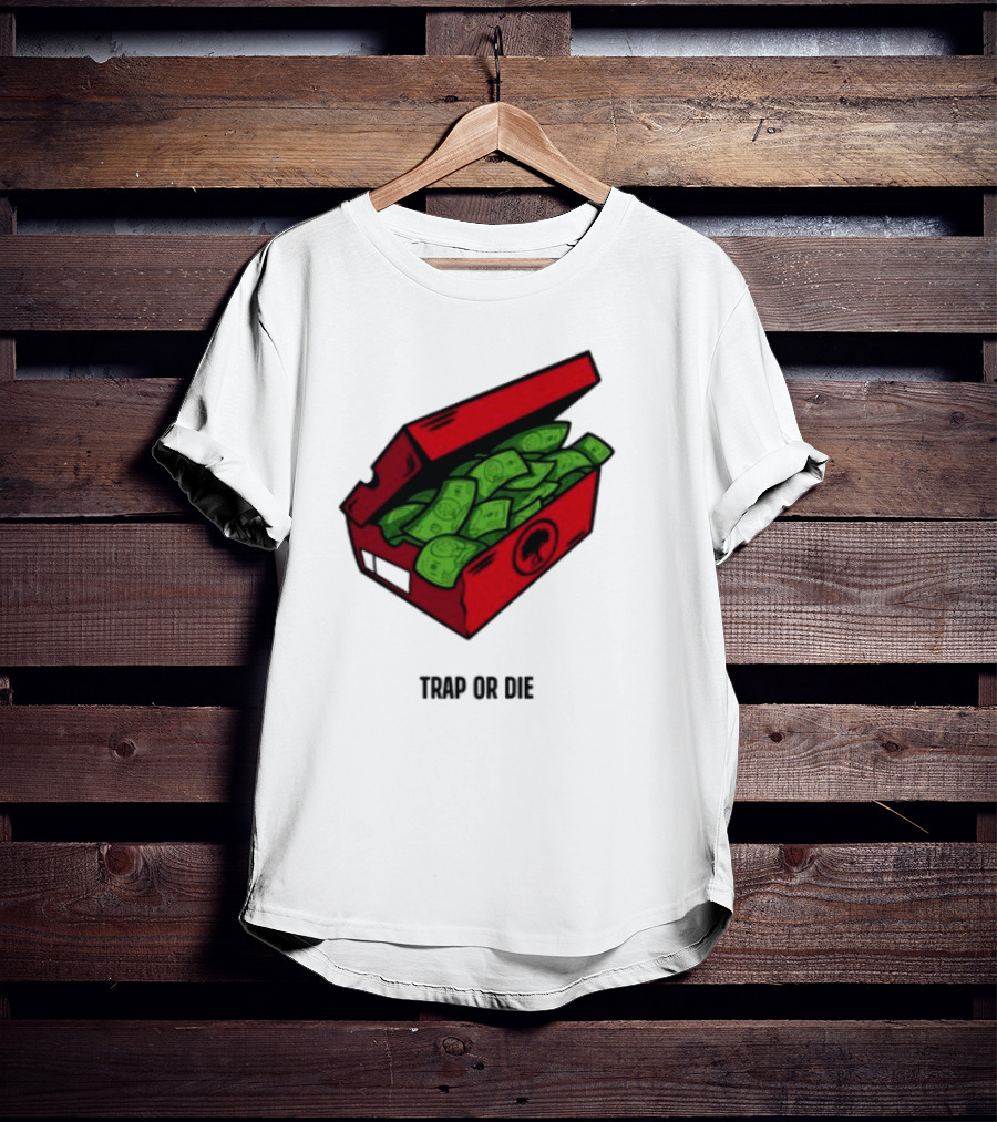 Trap Or Die Shoe Box Money Cash Stack T-Shirt