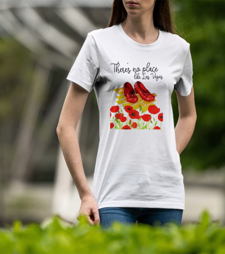 Wizard Of Oz Ruby Slippers Yellow Brick Road Poppies Las Vegas Magic T-Shirt