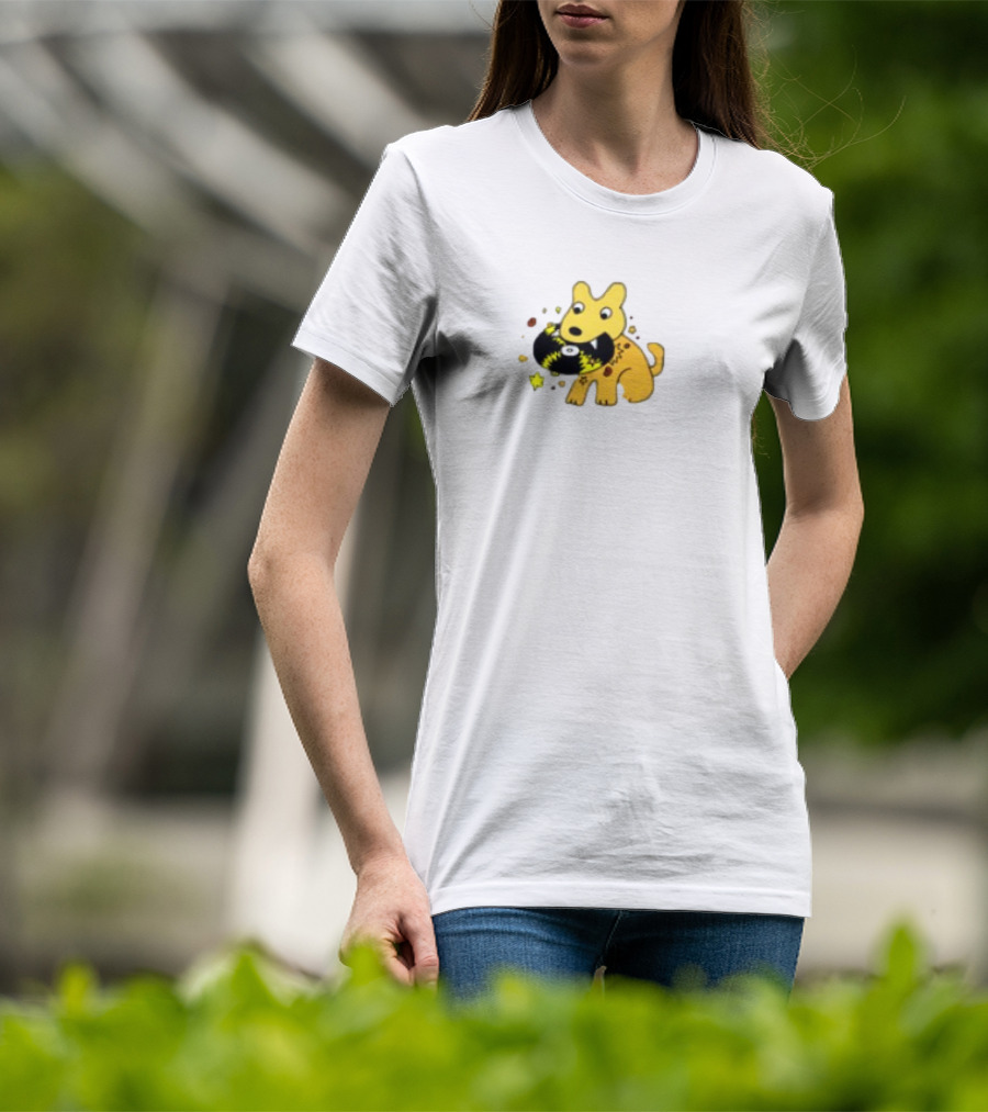 Yellow Jasper Dog With Cosmic Black Cat T-Shirt