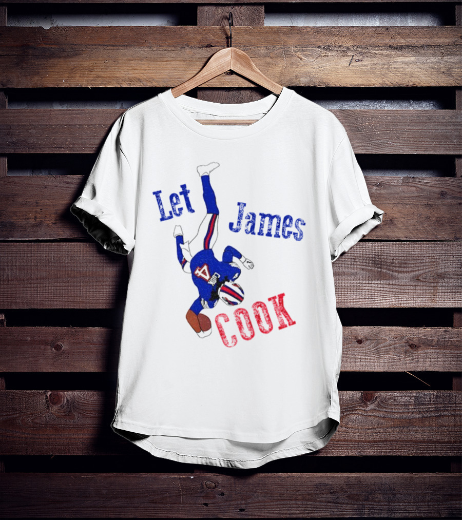 Let James Cook Football Player Red Blue Text T-Shirt